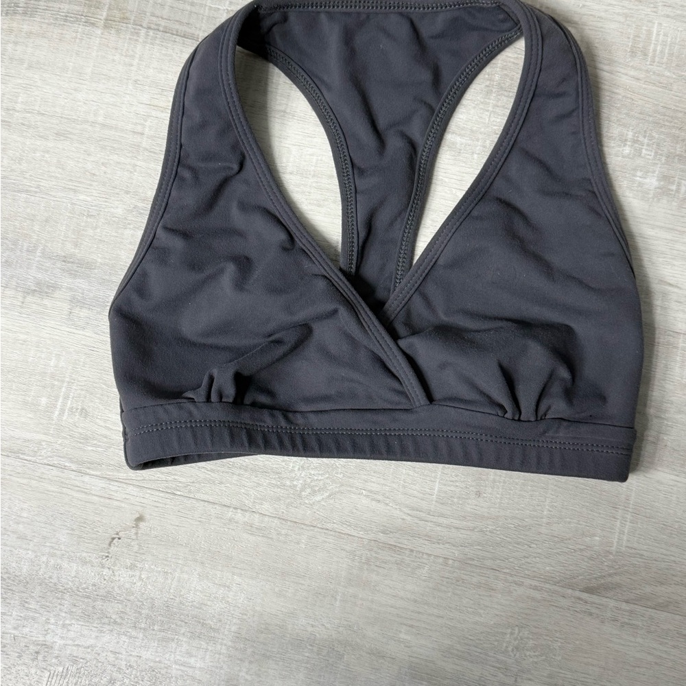 Gray sports bra from celestial Bodiez. Doesn’t fit me anymore so sad.
